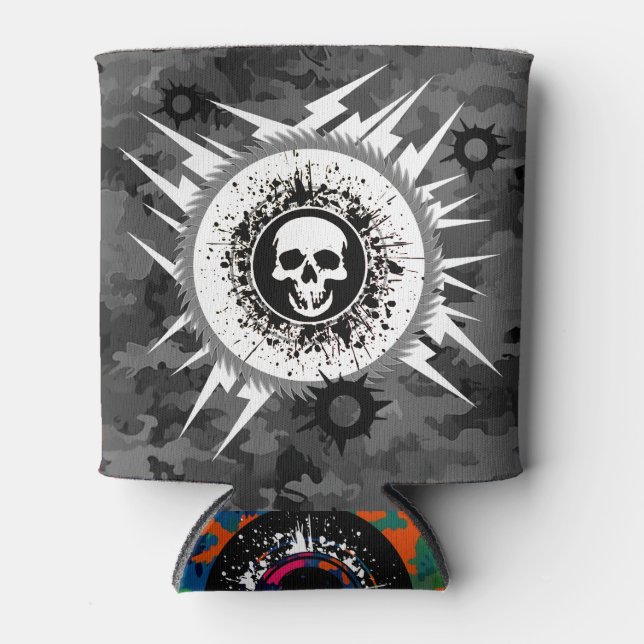 Porta-lata Pescador de camuflagem ao ar livre, preto e branco (Frente)