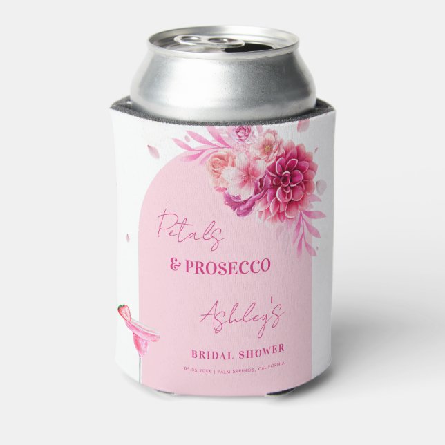 Porta-lata Petals Prosecco Rosa Floral Favor de Noivado (Can Back)