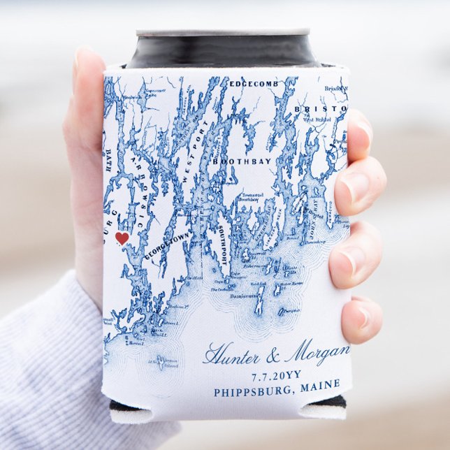 Porta-lata Phippsburg Maine Wedding Favor Drink Holder (This Phippsburg Maine can coozie is the perfect wedding favor gift for your 1774 Inn wedding)