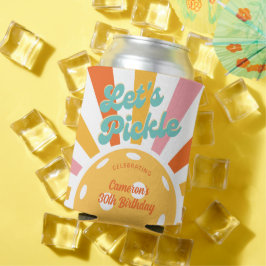 Porta-lata Pickleball Party Colorida Retro Sun Burst Personal