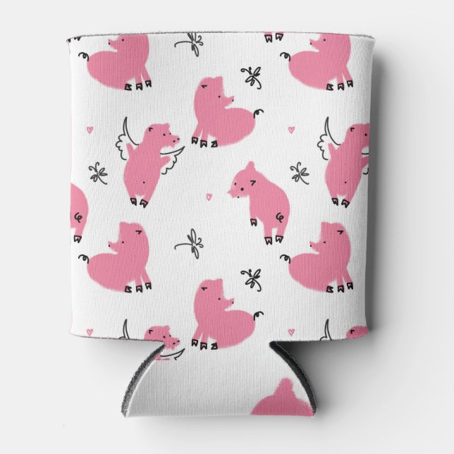 Porta-lata Piglet Fantasy: Design Whimsical Seamless. (Frente)