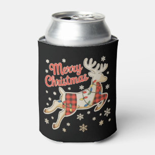 Porta-lata Pijama Vermelho Xadrez Rena Búfalo Feliz Natal