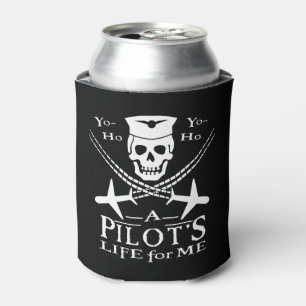 Porta-lata Piloto Funny Skull Aviões Piram Humor   Personaliz