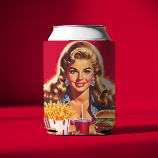 Porta-lata Pin-up de Fast Food Vintage
