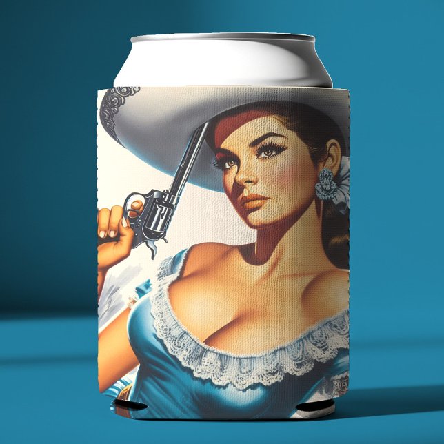 Porta-lata Pin-up Retro do Velho Oeste (Criador carregado)