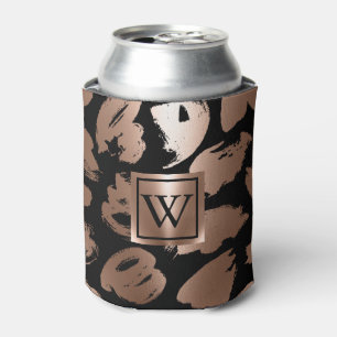 Porta-lata Pincel Abstrato preto e Rosa Dourado