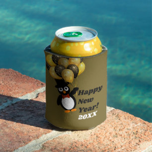 Porta-lata Pinguim de Ano Novo para Garrafa de Bebida