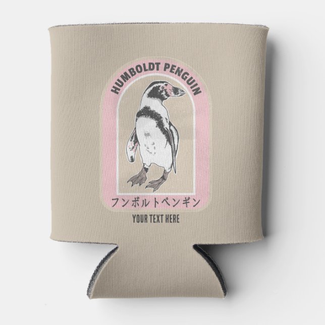 Porta-lata Pinguim humolt escrevendo Japonês (Frente)