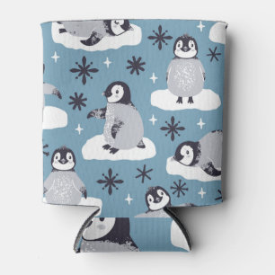 Porta-lata Pinguins Flocos de neve Inverno Padrão de Insola