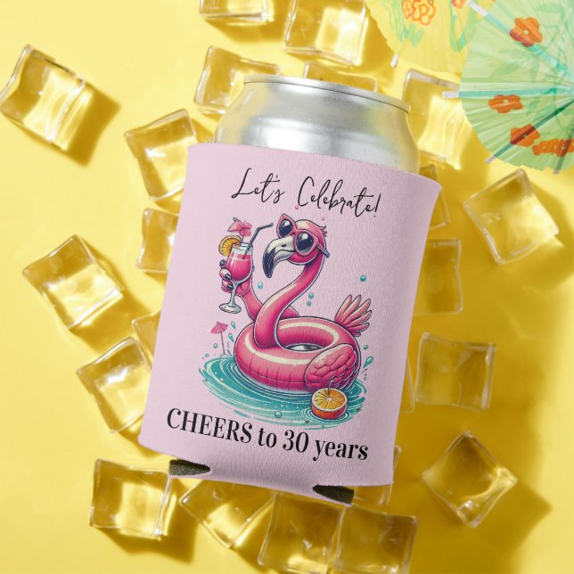 Porta-lata Pink Flamingo Summer Birthday Party (Verão in situ)