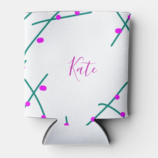 Porta-lata Pink green cherry tree name boho retro rustic bold (Frente)