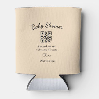 Porta-lata Pink simple baby shower q r code add name text thr