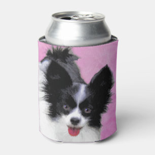 Porta-lata Pintura (branca e preta) de Papillon - arte do cã