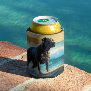 Porta-lata Pintura de Cane Corso na Praia Surfando