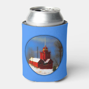 Porta-lata Pintura de Farol Vermelho Grande - Arte Original