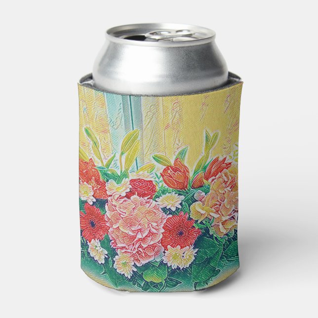 Porta-lata Pintura de flores coloridas (Can Front)