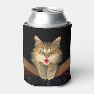 Porta-lata Pintura de Gatos Loucos - Arte de Gato Original Bo
