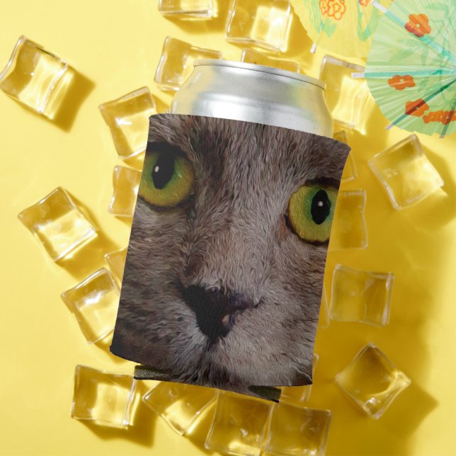 Porta-lata Pintura De Óleo De Kitten Castanho, Lata (Verão in situ)