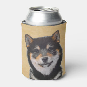 Porta-lata Pintura de Shiba Inu (Preto e Latão) - Arte Canin