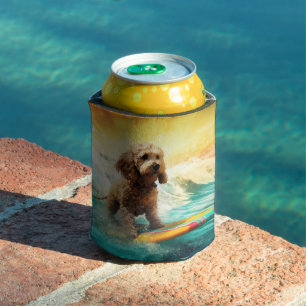 Porta-lata Pintura de Surf na Praia de Cockapoo 