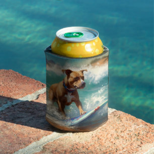 Porta-lata Pintura de Surf na Praia do Staffordshire American