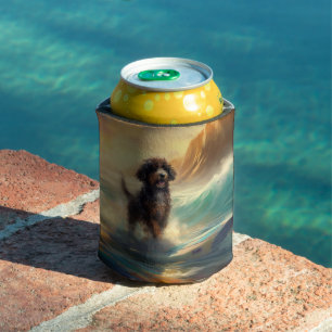 Porta-lata Pintura de surfe na praia de Bernedoodle