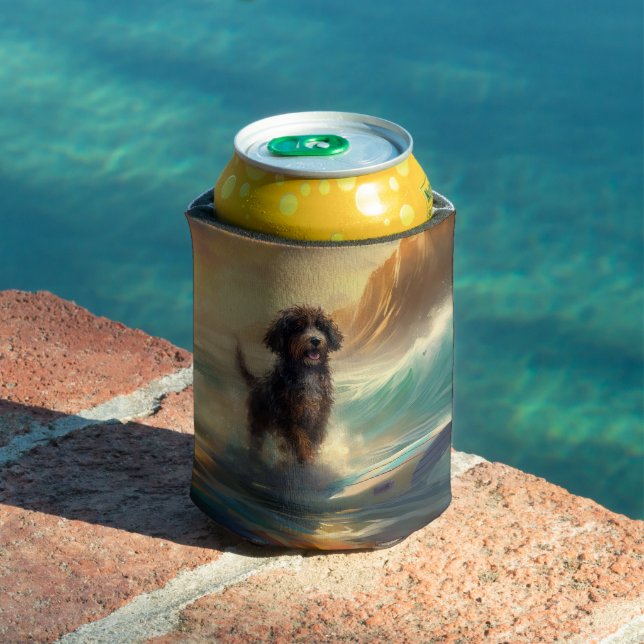 Porta-lata Pintura de surfe na praia de Bernedoodle (Piscina in situ)