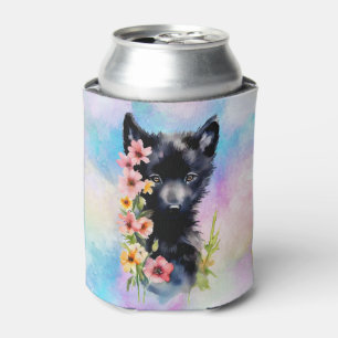 Porta-lata Pintura em aquarela do filhote de Lobo Negro