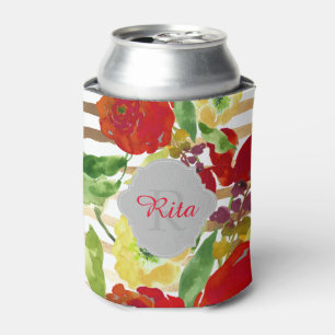 Porta-lata Pintura em aquarela floral PixDezines/ Fundo DIY
