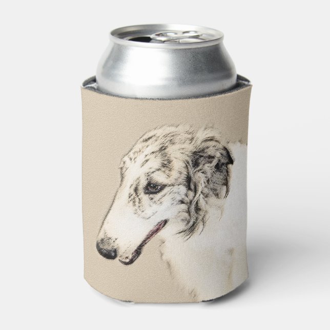Porta-lata Pintura Original de Cachorro Borzoi (Silver Brindl (Can Front)