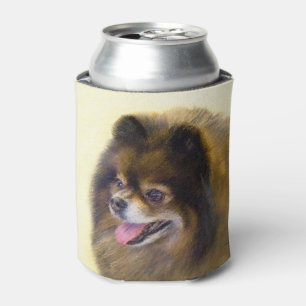Porta-lata Pintura original de cão a preto e a bronzeado da