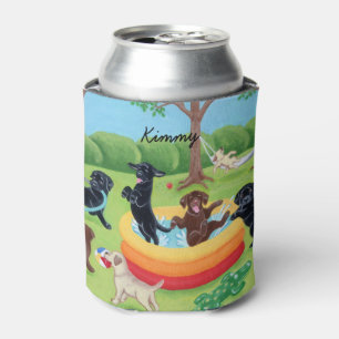 Porta-lata Pintura personalizada de Labradors do divertimento