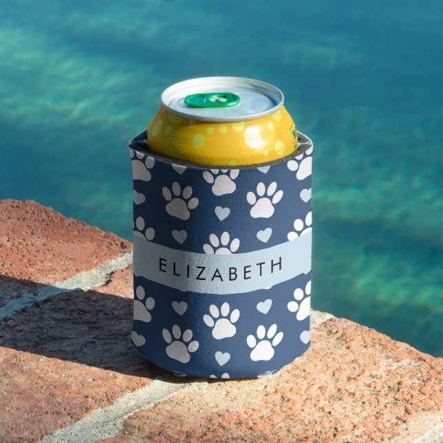Porta-lata Pinturas De Cães, Patas Brancas, Corações Azuis, S (Piscina in situ)