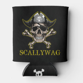 Porta-lata PIRATE CARRIBEAN SKULL Crossbones Scallywag Pode
