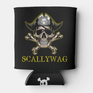Porta-lata PIRATE CARRIBEAN SKULL Crossbones Scallywag Pode