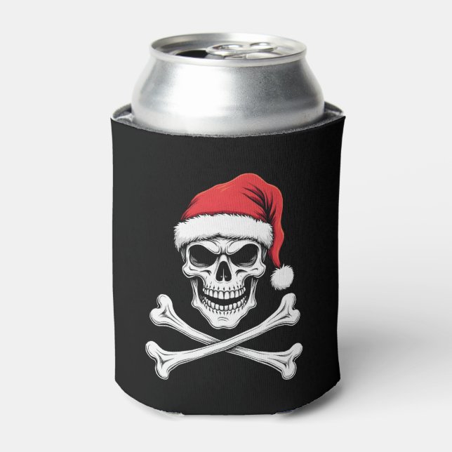 Porta-lata Pirate Christmas Skull & Crossbones Santa Hat. Got (Can Front)