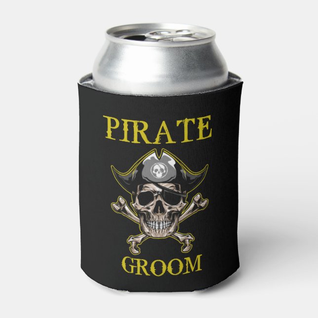 PORTA-LATA PIRATE SKULL GROOM DOURADO (Can Front)