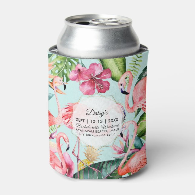 Porta-lata PixDezines Bachelorette Weekend Pink Flamingos DIY (Can Front)