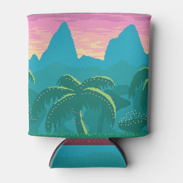 Porta-lata Pixel Art Tropics Landscape Game (Frente)