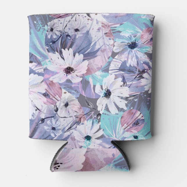 Porta-lata Planador Botânico: Padrão Criativo De Aquarela (Frente)