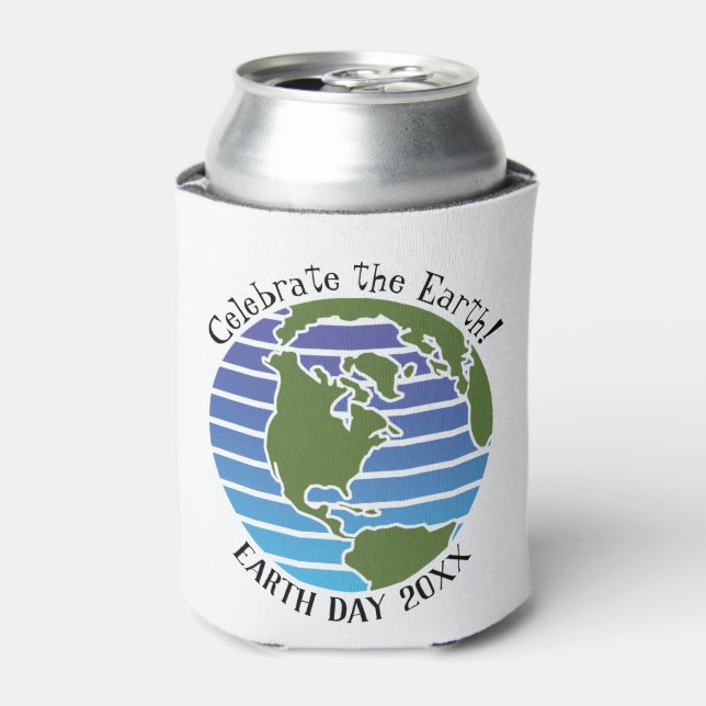 Porta-lata Planeta de Mapa Verde Azul do Dia da Terra (Can Front)