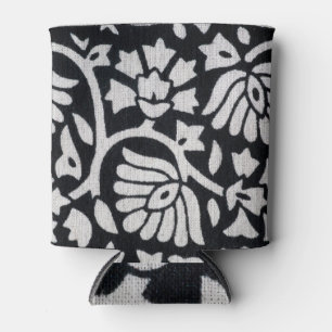 Porta-lata Plantas, flores, toalha de abstrato preto-branco.