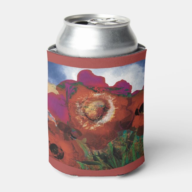 Porta-lata Pode ser enfeitado com papoilas em vermelho (Can Front)