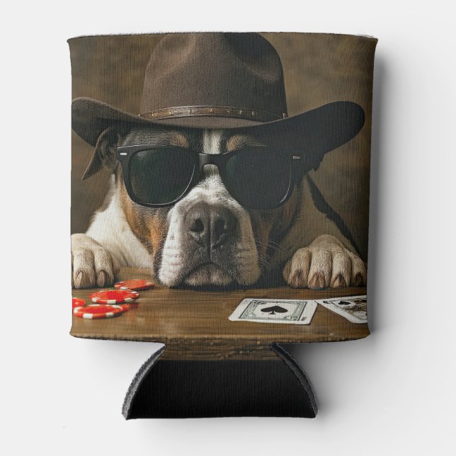 Porta-lata Poker Black Jack Western Pitbull Cute (Frente)