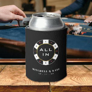Porta-lata Poker Chip All In Weding Black