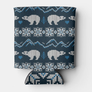Porta-lata Polar Bears Knted Winter Patterno