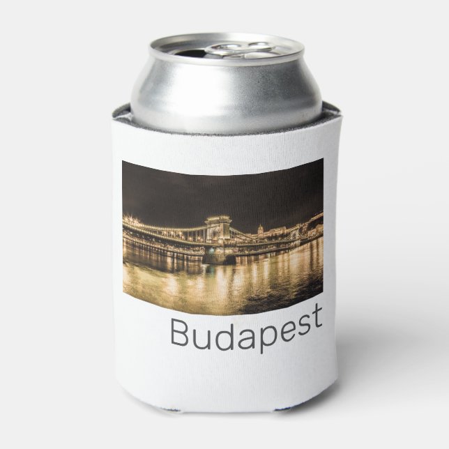 Porta-lata Ponte da Cadeia de Budapeste - Hungria - Retro Nig (Can Front)