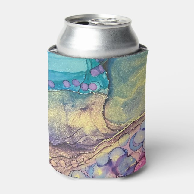 Porta-lata Pontos coloridos Tinta alcoólica Abstrato líquida  (Can Front)