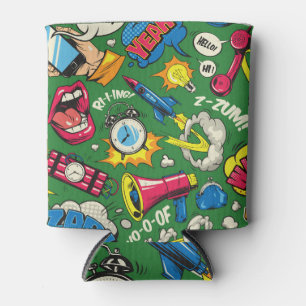 Porta-lata Pop Art: Quadrinhos Coloridos Sem Olhos