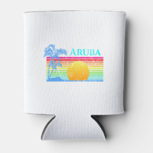 Porta-lata Por do sol retro de Aruba da praia